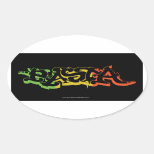 Rasta Sticker Ovaal zwart gekleurd