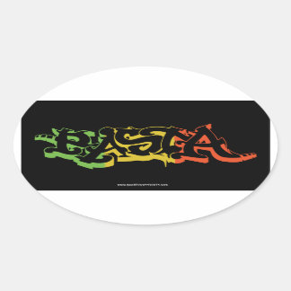 Rasta Sticker Ovaal zwart gekleurd