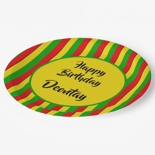 Rasta Stripes Reggae Caribbean Verjaardag Papieren Bordje (Gekanteld)