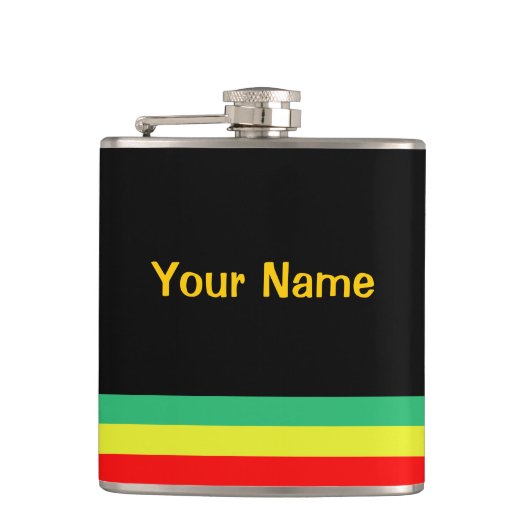 Rasta-stripkolf Heupfles (Voorkant)