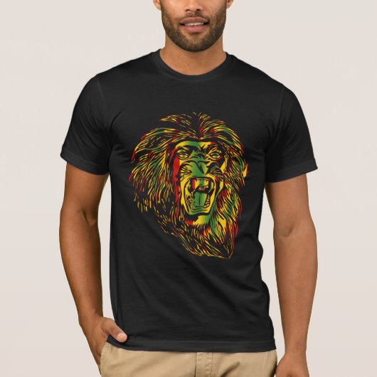 Rasta T-shirt Lion Reggae Colors (Voorkant)