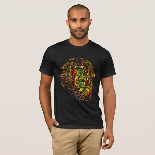 Rasta T-shirt Lion Reggae Colors (Voorkant volledig)