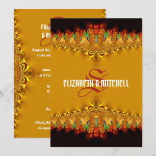 Rasta Tango Gold Lace Monogram Huwelijk Kaart