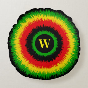 Rasta tie dye monogram rond kussen