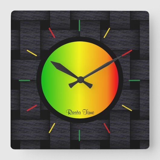 Rasta Time Vierkante Klok (Voorkant)