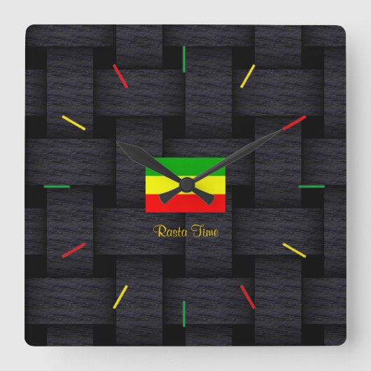 'Rasta Time' Vierkante Klok (Voorkant)