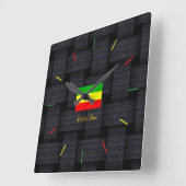 'Rasta Time' Vierkante Klok (Hoek)