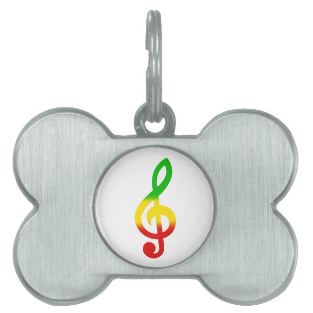 Rasta Treble Clef Huisdieren Naamplaatje (voorkant)