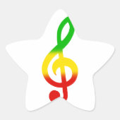 Rasta Treble Clef Ster Sticker (Voorkant)