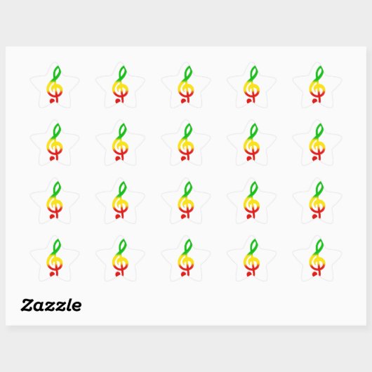 Rasta Treble Clef Ster Sticker (Vel)