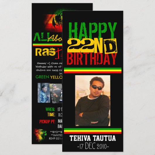 Rasta Uitnodiging (Voorkant / Achterkant)