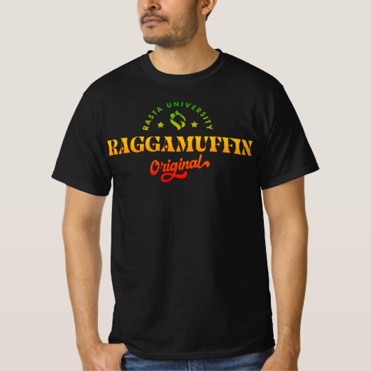 Rasta Universiteit Raggamuffin Originele Rasta Reg T-shirt (Voorkant)