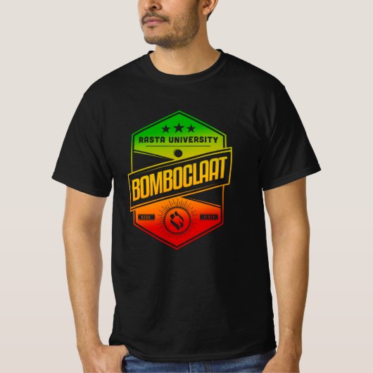 Rasta University Bomboclaat Rasta kleurt reggae T-shirt (Voorkant)