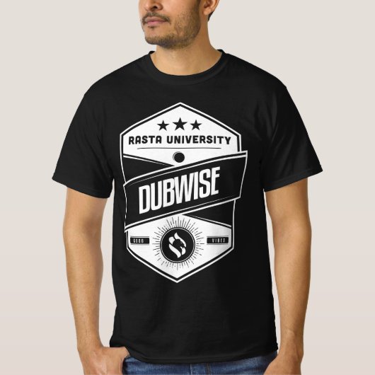 Rasta University Dubwise goede vibes reggae T-shirt (Voorkant)