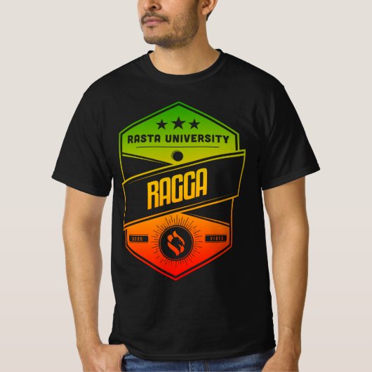 Rasta University Ragga Goede Vibes Rasta Reggae T-shirt (Voorkant)
