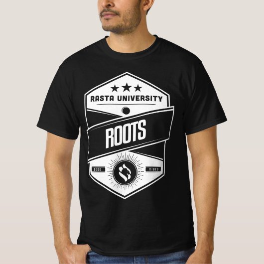 Rasta University Roots Goede Vibes Reggae T-shirt (Voorkant)