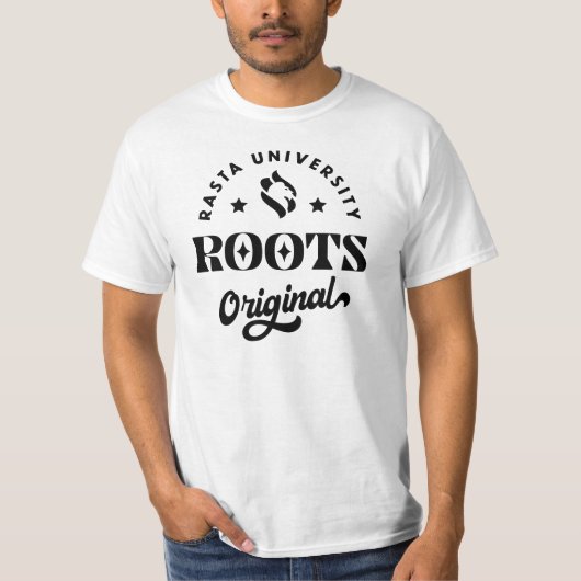 Rasta University Roots Originele Reggae T-shirt (Voorkant)