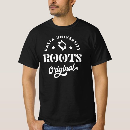 Rasta University Roots Originele Reggae T-shirt (Voorkant)