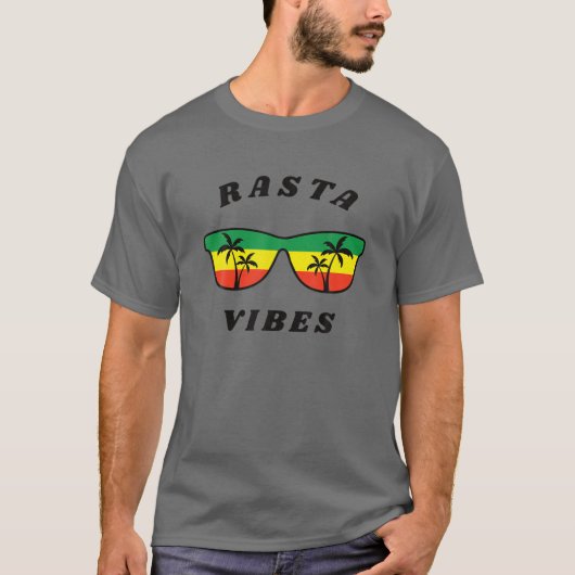 Rasta Vibes Reggae Rastafari Palm Tree Tropical Su T-shirt (Voorkant)
