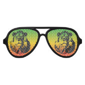 Rasta Vlag en Leeuwenkop Aviator Zonnebril (Voorkant)