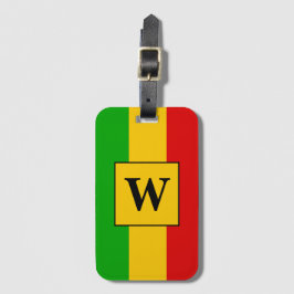 Rasta-vlag gestreept monogram bagagelabel