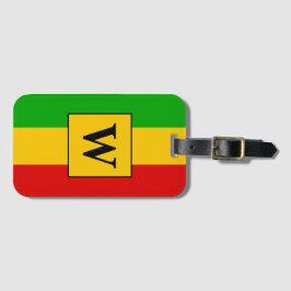 Rasta-vlag gestreept monogram bagagelabel