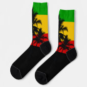 Rasta Vlag Gestreepte Tropische Palmbomen Sokken (Links)