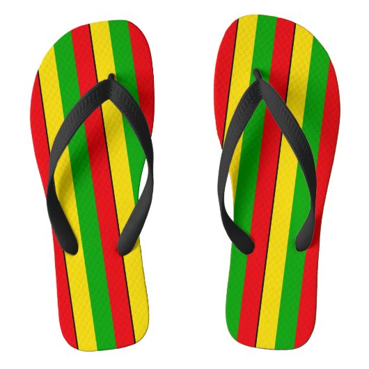 Rasta vlag kleuren gestreept teenslippers (Voetbed)