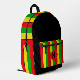 Rasta Vlag Kleuren Gestreepte Monogram Bedrukte Rugzak