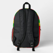 Rasta Vlag Kleuren Gestreepte Monogram Bedrukte Rugzak (Achterkant)