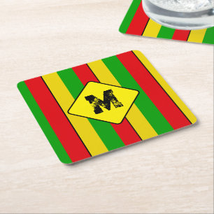 Rasta Vlag Kleuren Gestreepte Monogram Bier Kartonnen Onderzetters