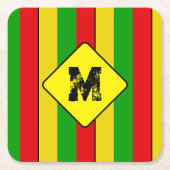 Rasta Vlag Kleuren Gestreepte Monogram Bier Kartonnen Onderzetters (Voorkant)
