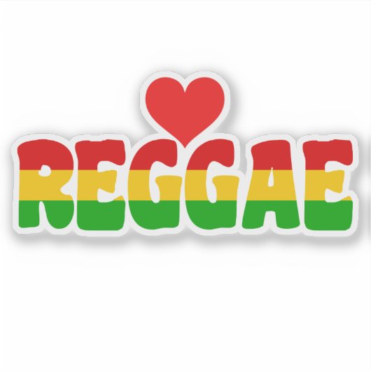 Rasta vlag kleuren houden van reggae tekst sticker (Voorkant)