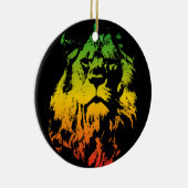 Rasta Vlag Kleuren Leeuw Vrolijk Kerstfeest Keramisch Ornament (Rechts)