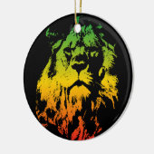 Rasta Vlag Kleuren Leeuw Vrolijk Kerstfeest Keramisch Ornament (Links)