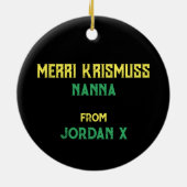 Rasta Vlag Kleuren Leeuw Vrolijk Kerstfeest Keramisch Ornament (Achterkant)