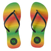 Rasta Vlag Kleuren Monogram Teenslippers (Voetbed)