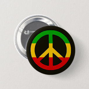 Rasta Vlag Kleuren Vredessymbool Ronde Button 5,7 Cm
