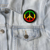 Rasta Vlag Kleuren Vredessymbool Ronde Button 5,7 Cm (In situ)