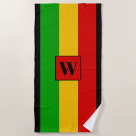 Rasta Vlag Kleurige Gestreepte Monogram Reggae Strandlaken