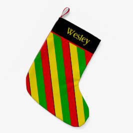 Rasta-vlagkleuren gestreept kleine kerstsok