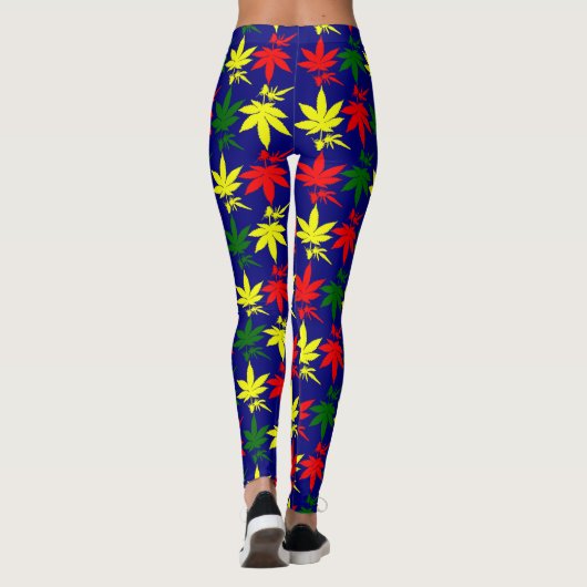 Rasta Weed Blauwe Kleuren Kleuren Blauwe Tests Leggings (Achterkant)