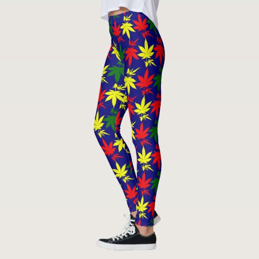 Rasta Weed Blauwe Kleuren Kleuren Blauwe Tests Leggings (Links)
