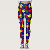 Rasta Weed Blauwe Kleuren Kleuren Blauwe Tests Leggings (Voorkant)