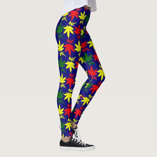 Rasta Weed Blauwe Kleuren Kleuren Blauwe Tests Leggings (Rechts)