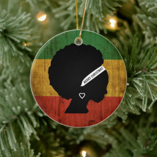 Rasta Woman Merry Kerstmis Keramisch Ornament