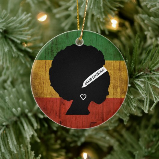 Rasta Woman Merry Kerstmis Keramisch Ornament (Boom)