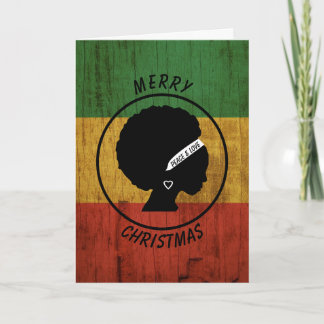 Rasta Woman Peace & Love Kerstmis Classic Round S Kaart
