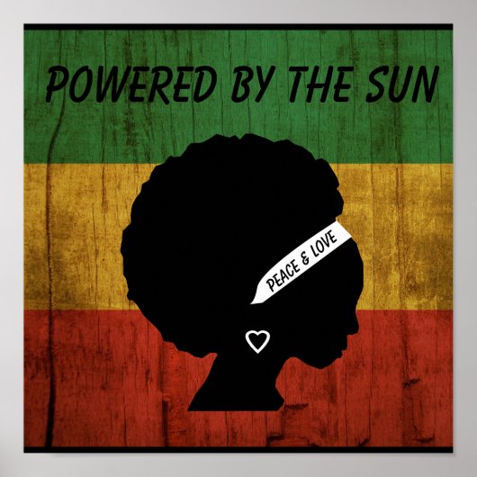 Rasta Woman Peace & Love Powered by the Sun Poster (Voorkant)