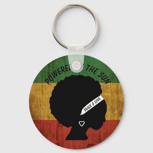 Rasta Woman Peace & Love Powered by the Sun Sleutelhanger (Voorkant)